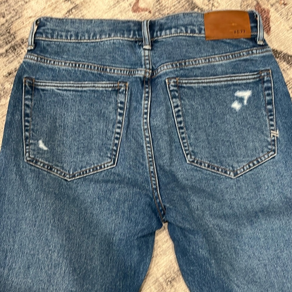 AE 77 straight crap, Jean size 4 raw ham, light distressing